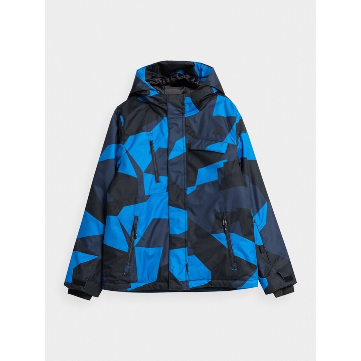 4F síkabát fiúknak, kék-fekete, vízálló, állító rendszerrel, poliészter, 122 CM