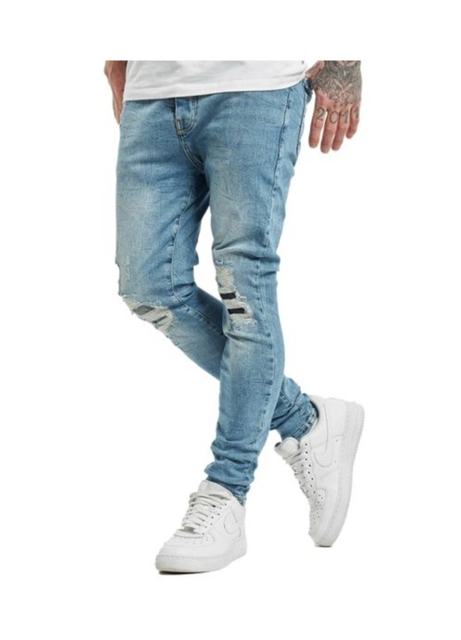 Vsct Thor férfi karcsúsított farmernadrág, szakadt megjelenésű lábszár kék W31/L34