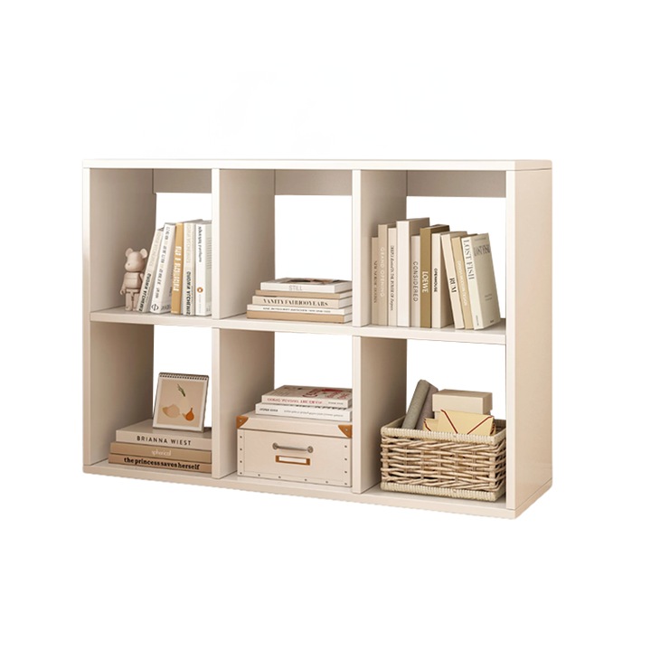 Biblioteca, 6 laturi, alb, deschis, pentru carti, deschis, raft, loft, modern, 100x67x30 cm, MUVU