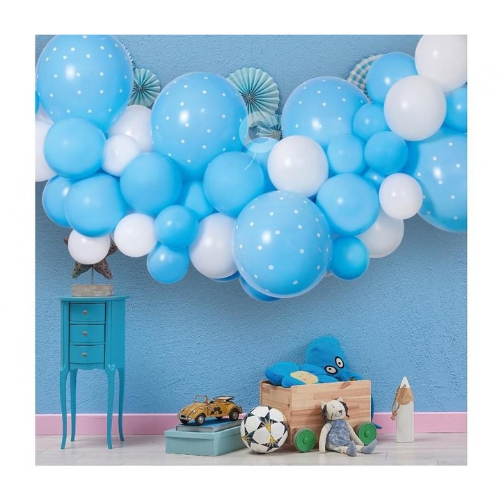 Kék Baby Blue léggömb, lufi girland szett 65 db-os