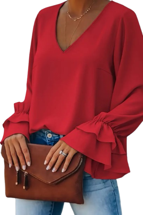 Bluza eleganta VOGUET cu maneci vaporoase rosu XL