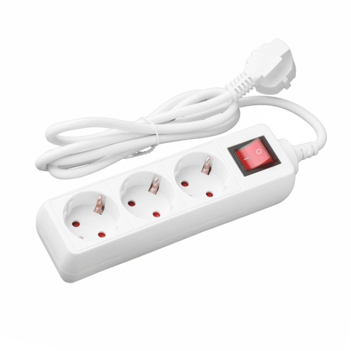 Lohuis удължител 3 гнезда, 1.5 m, 2200W, 3 x 1 mmp, защитен контакт, ключ