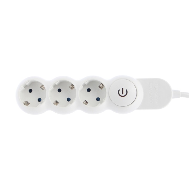 Hoff Line Удължител с 3 гнезда, 7 м, 3500W, 3 x 1,5 mmp, ключ