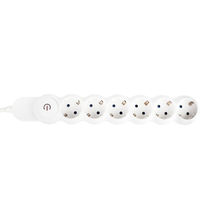 Удължител Hoff Line 6 гнезда, 10 м, 3500W, 3 x 1,5 mmp, ключ
