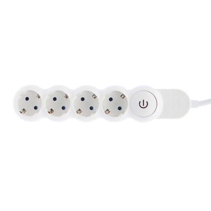 Hoff Line Удължител с 4 гнезда, 3 м, 3500W, 3 x 1,5 mmp, ключ
