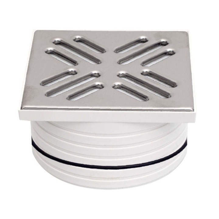 Inaltator PP + gratar inox pentru sifon pardoseala, 105 x 105 mm, D 100 mm