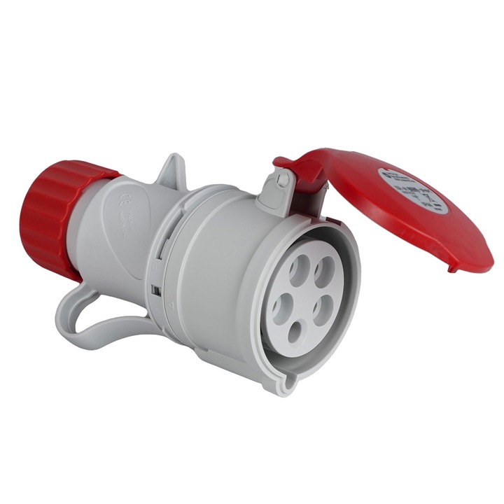 Priza Portabila Industriala, 3P+N+E, 16A, 380-415V, 6h, IP44, Cablarea Rapida, Culoarea Gri / Rosu, Fanton Italia