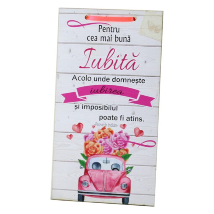 Tablou Personalizat din Lemn, Mesaj de apreciere si iubire, "Pentru cea mai buna Iubita", Cadou Romantic, 15 x 27 cm, 130 g, Materiale Premium, Design Incantator, Perfect pentru aniversare, Declaratie sincera de afectiune, Ideal in orice moment, Vadrami