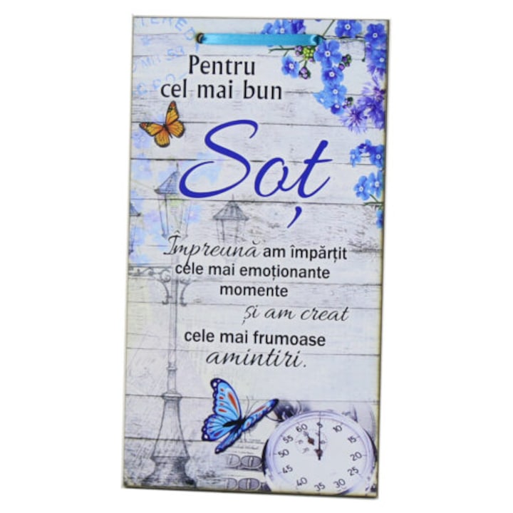 Tablou Personalizat din Lemn, Mesaj de apreciere si iubire, "Pentru cel mai bun Sot", Cadou Romantic, 15 x 27 cm, 130 g, Materiale Premium, Design Incantator, Perfect pentru aniversare, Declaratie sincera de afectiune, Ideal in orice moment, Vadrami