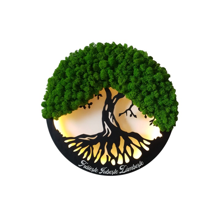 Tablou Copacul Vietii cu LED, decorat cu licheni stabilizati