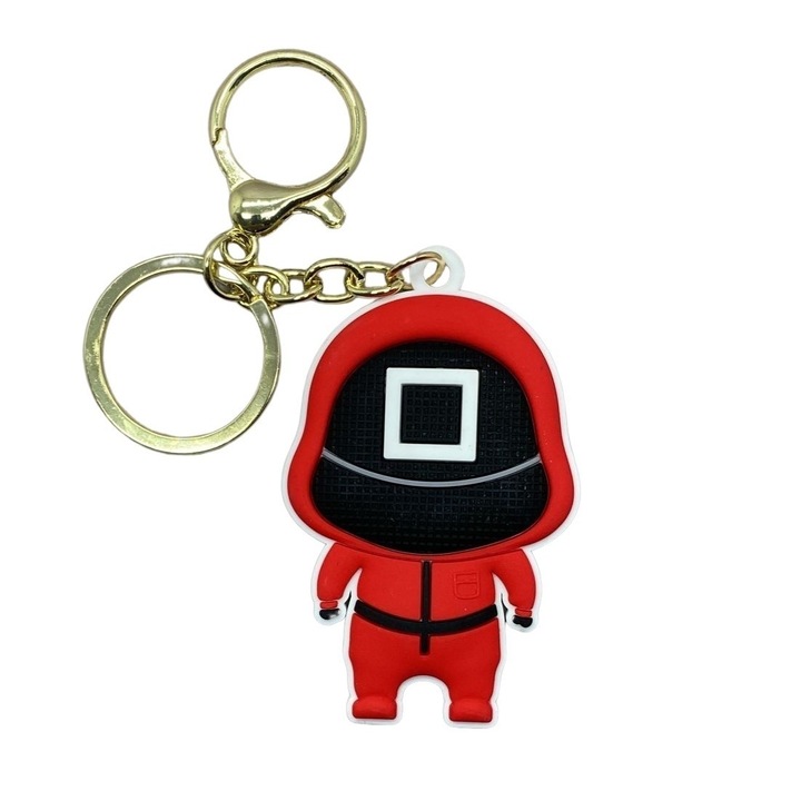 Breloc Squid Game, plastic, 4 cm, model 2, masca cu patrat