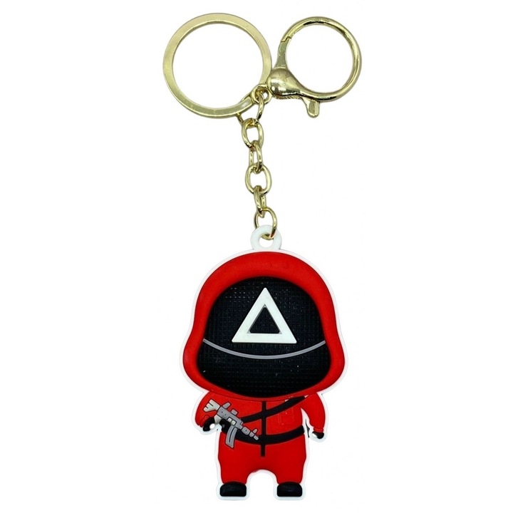 Breloc Squid Game, plastic, 4 cm, model 2, masca cu triunghi