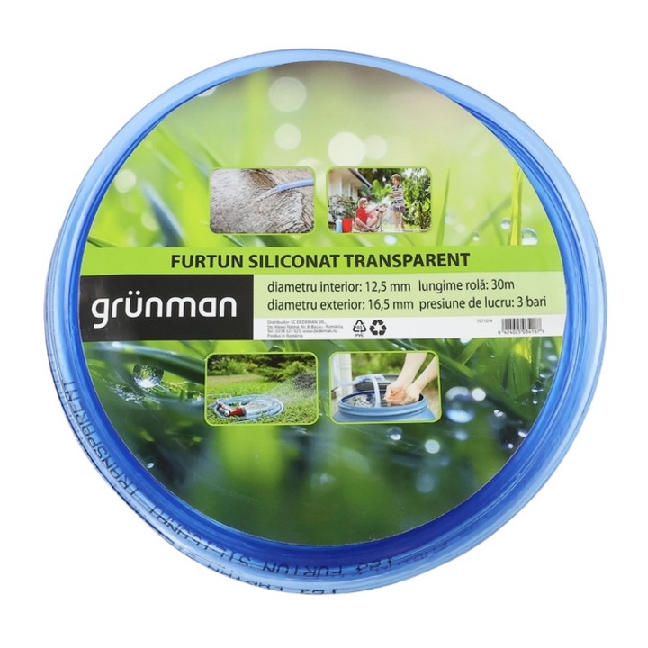 Furtun de gradina, pentru apa, Grunman, 12.5 mm, rola 30 m