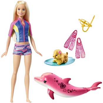 Set de joaca Mattel, papusa Barbie si delfinul magic Set de joaca Mattel, papusa Barbie si delfinul magic