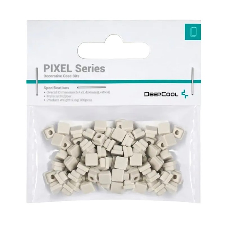 Декоративен аксесоар за калъф DeepCool "PIXEL GY", силикон, 5.4×5.4x4 мм, опаковка от 100 броя, сив