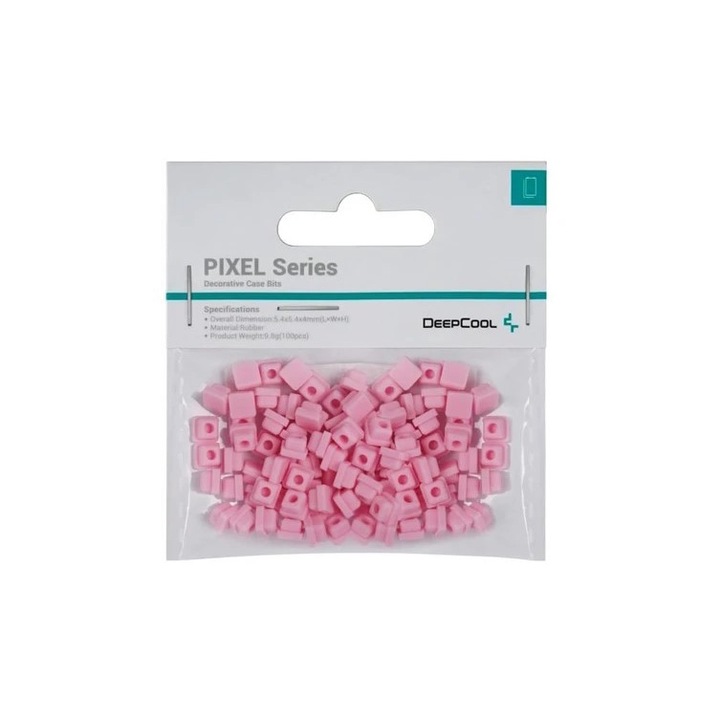 Accesoriu decorativ pentru carcasa DeepCool „PIXEL PK”, silicon, 5.4×5.4x4mm, pachet 100 buc, roz