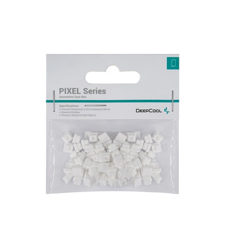 Dísztartozék DeepCool tokhoz "PIXEL WH", szilikon, 5,4×5,4x4mm, 100 db-os csomag, fehér