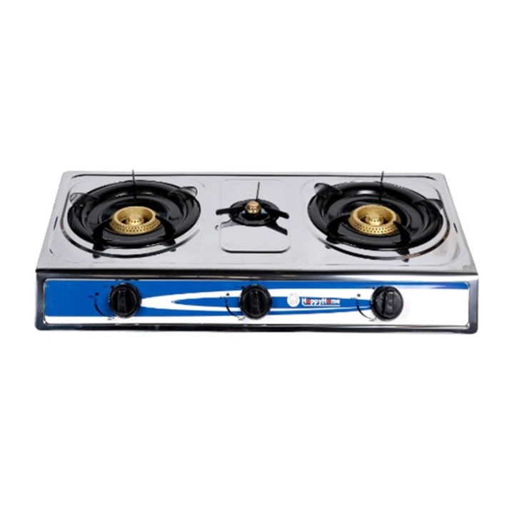 Aragaz, plita din inox cu 3 arzatoare fonta, coshop®, 3.5 KW