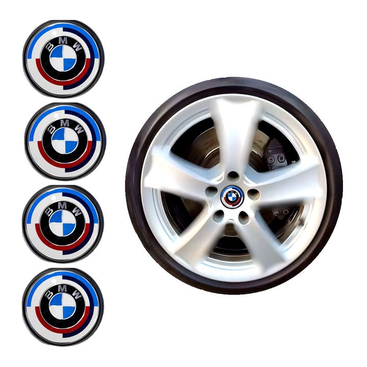 68 mm-es Makerz giroszkópos agysapkák készlete, kompatibilis a BMW OEM felnikkel - alumínium évfordulós logó