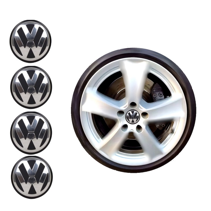 65 mm-es Makerz giroszkópos agysapkák készlete, kompatibilis a Volkswagennel az OEM felnikhez - Alumínium logó