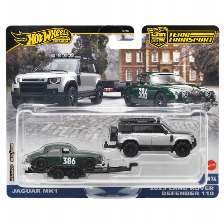 Set 2 Vehicule Hot Wheels, Hot Wheels, Premium Car Culture Transport, Scara 164, Metal, 4 Roti Din Cauciuc, Varsta Copilului 3+, 10 x 10,2 x 10.5 cm, Multicolor