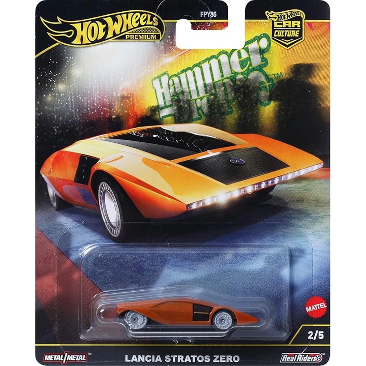 Количка Hot Wheels Premium Car, Car Culture, Lancia Stratos Zero, Hammer Drop, 1:64, оранжев