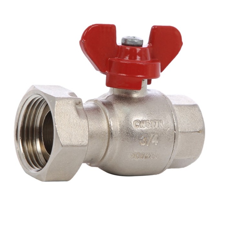 Robinet cu bila Fratelli Fortis 684M, cu olandez filet interior, alama, 3/4", maner fluture