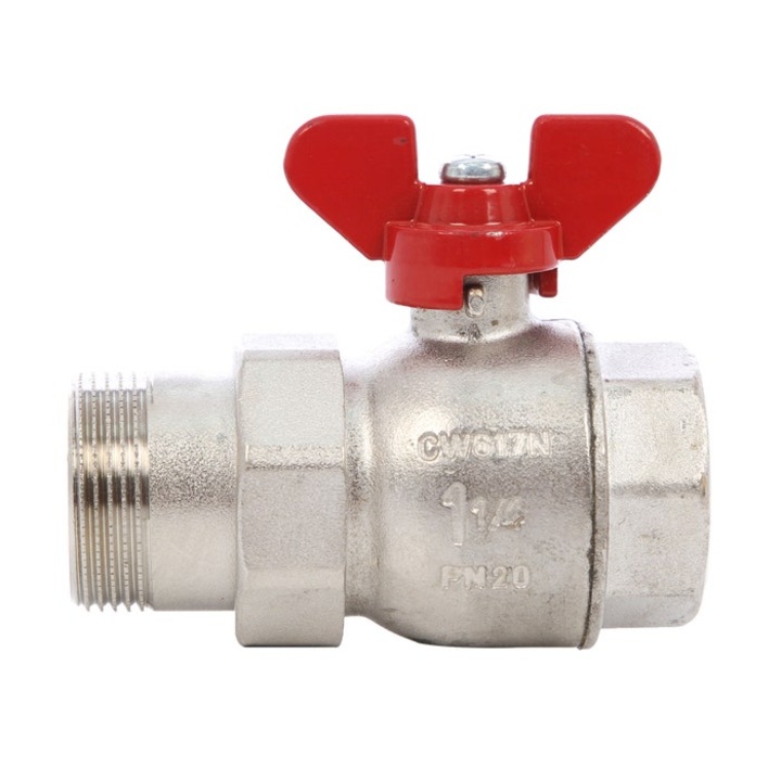 Robinet cu bila Fratelli Fortis 797M, cu olandez, alama, 1/2", maner fluture