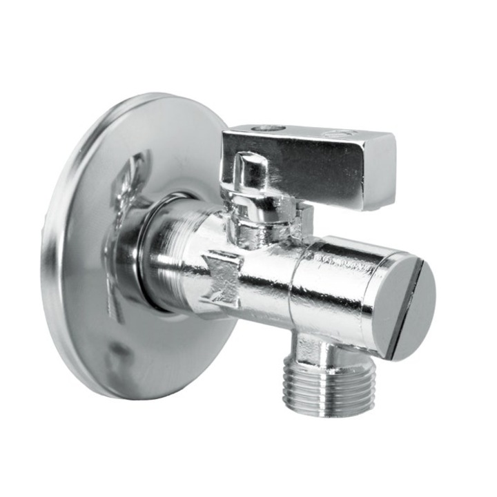 Robinet coltar Valvex, alama cromata, filet exterior, cu filtru, D 1/2" x 1/2"