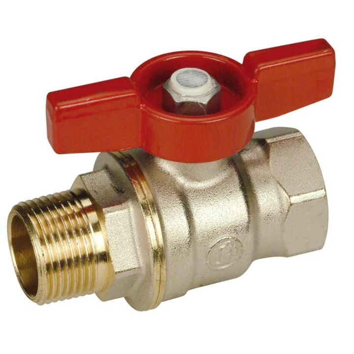 Сферичен кран Dado R914X045, месинг, вътрешна-външна резба, 1", бътерфлай дръжка