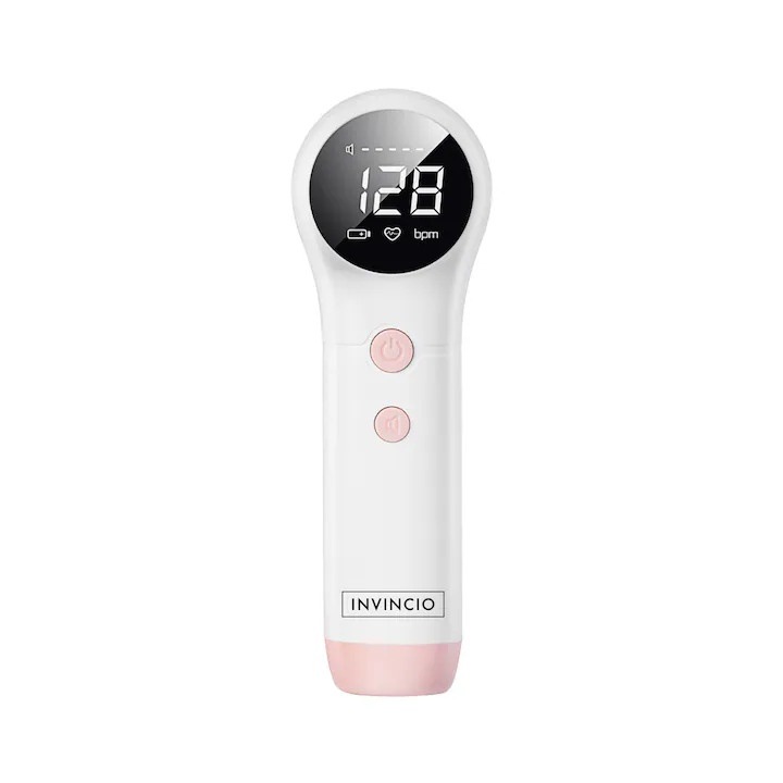 Monitor fetal Doppler INVINCIO BPM – Dispozitiv Medical Pentru Monitorizare Functii Vitale Fat Intrauterin, Frecventa 2.5 Mhz, Zero Radiatii, Gel Ultrasunete Inclus, Portabil, Sigur si Usor de Utilizat, Display LCD cu Difuzor Audio Incorporat, Roz-alb
