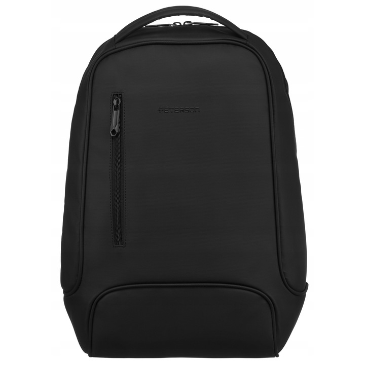 Hátizsák, Peterson, Poliészter, Laptoptartó rekesz, Hálós zsebek, 5 x Zseb, Magasság: 43 cm, Szélesség: 30 cm, Mélység: 18.5 cm, Fekete