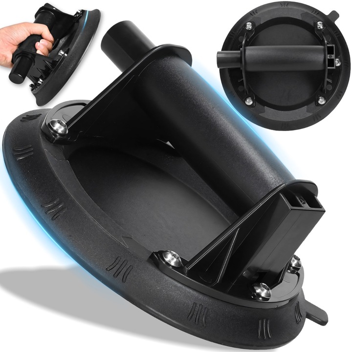 Ventuza cu Pompa de Vid RETOO HandyTools, Sarcina Maxima de 75kg, Diametru 20cm, cu Maner Ergonomic pentru Ridicarea in Siguranta a Geamurilor, Faiantilor, Parbrizelor, Placilor Ceramice, Gresiei si Altor Obiecte Plane, Neagra