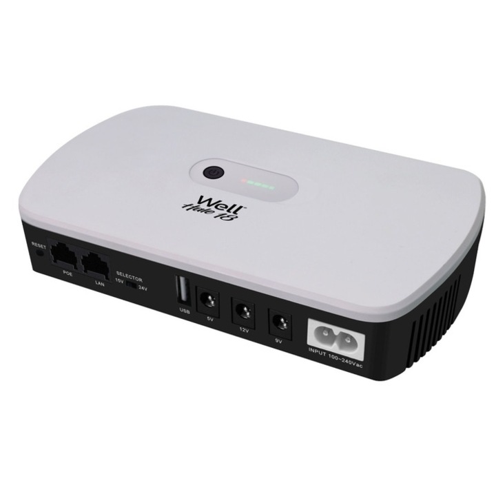 Непрекъсваемо захранване UPS-DC-HALE18-WL, 18W, 5V/9V/12V, POE 15V/24V, USB