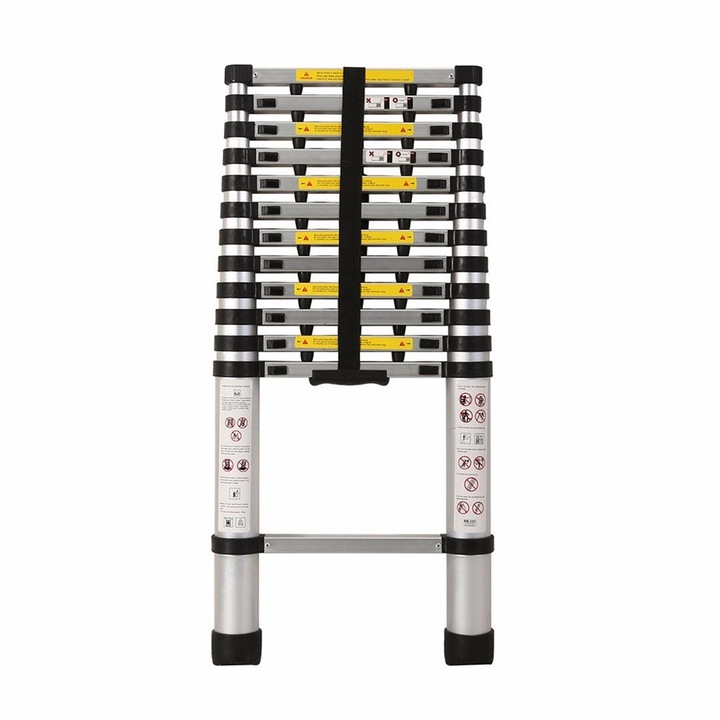 Scara telescopica ZEP, ZP-1038, 3.8 m, 13 trepte, 150 kg, design usor de manevrat, calitate extra