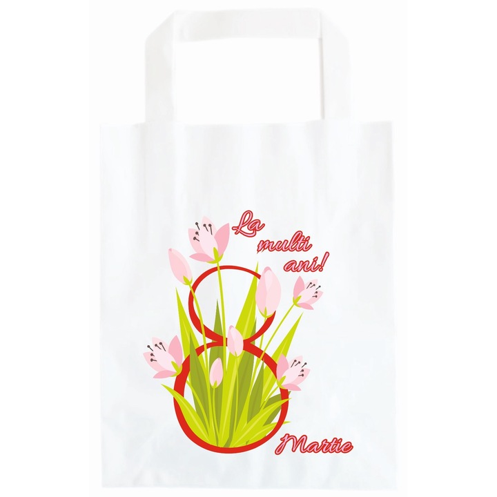 Set 10 pungi cadou, dimensiune 18cmx9cmx25 cm pentru 8 Martie