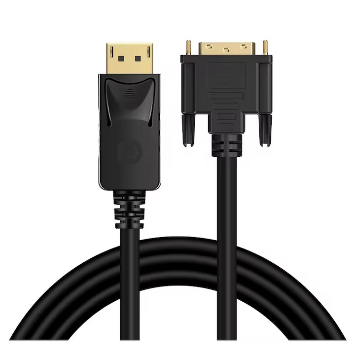 Displayport DP dugasz DVI-D dugasz kábel, 1,8 m, aranyozott érintkezők, egyirányú, HOPE R