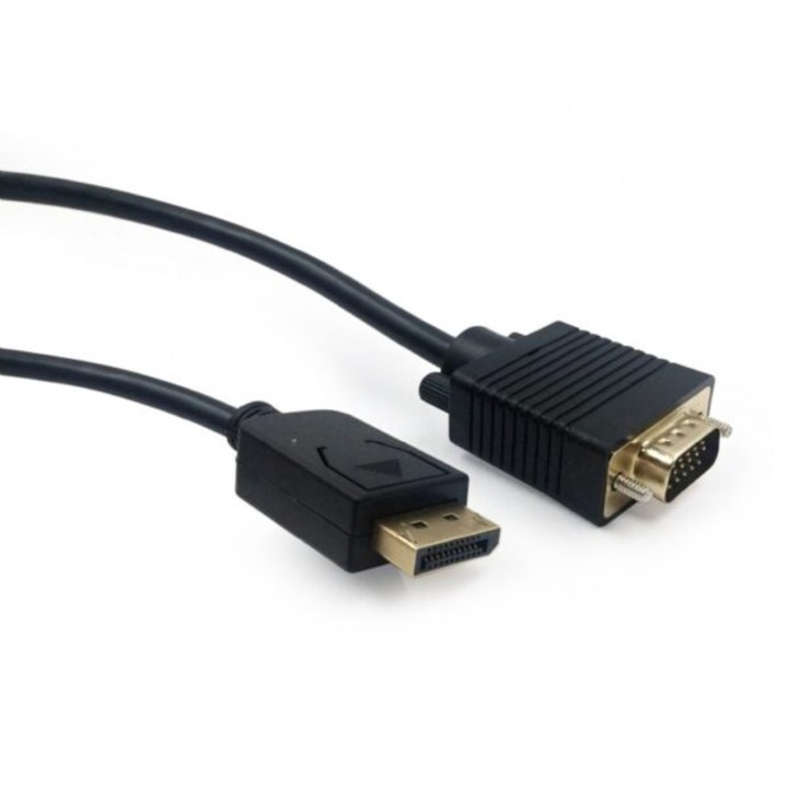 Cablu video Spacer, adaptor DisplayPort (T) la VGA (T), 1.8m, rezolutie maxima Full HD, 1960×1024, 1080p, la 60Hz, negru