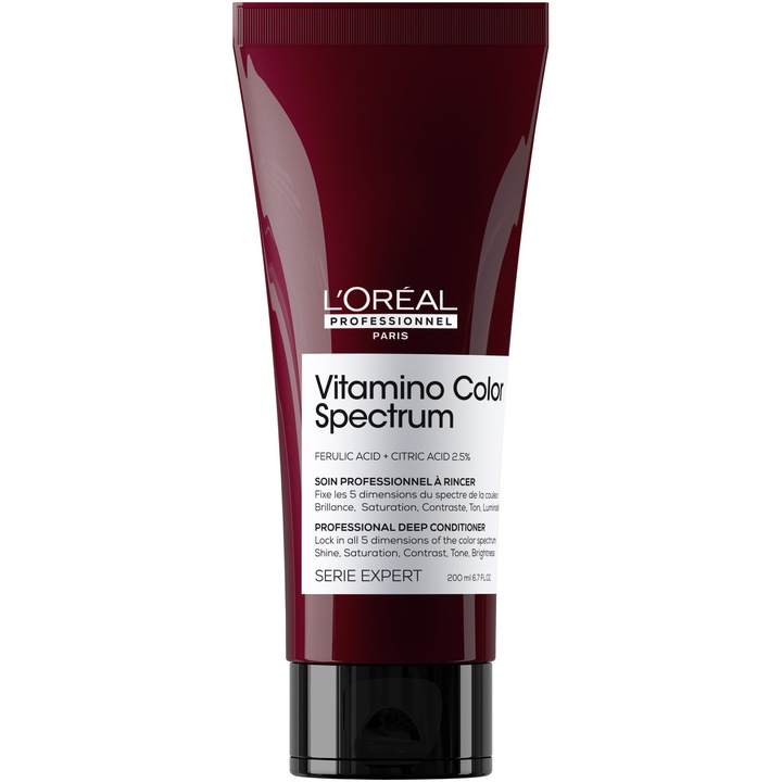 Balsam pentru par vopsit L’Oreal Professionnel Serie Expert Vitamino Color Spectrum, pentru fixarea culorii, par mai matasos & puternic, par stralucitor, cu Acid Feluric & Acid Citric fara sulfati, produs vegan, 200ml