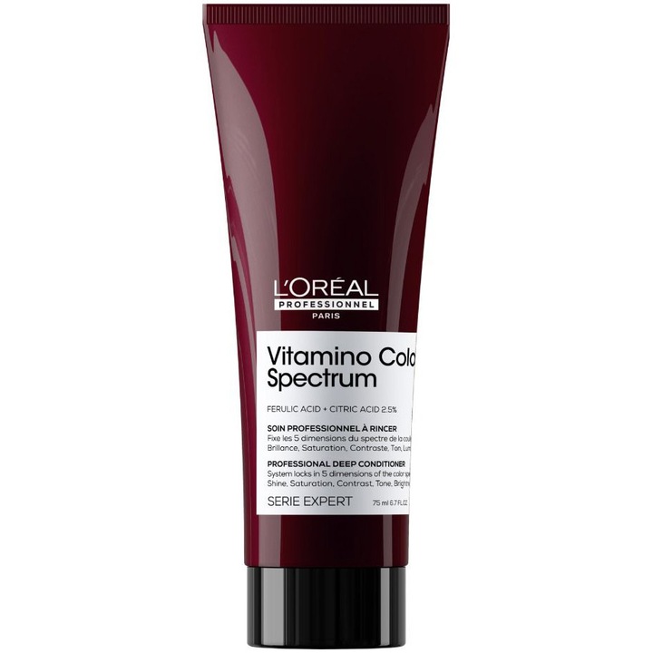Balsam pentru par vopsit L’Oreal Professionnel Serie Expert Vitamino Color Spectrum, pentru fixarea culorii, par mai matasos & puternic, par stralucitor, cu Acid Feluric & Acid Citric fara sulfati, produs vegan, 75ml