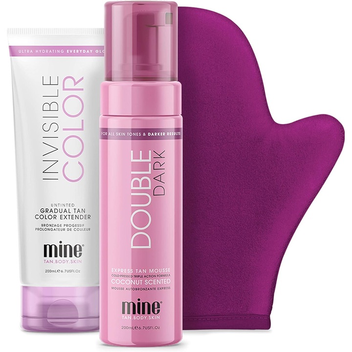 Set autobronzare MineTan Ultra Dark 200ml + Lotiune Invisible Color 207ml + Manusa aplicare
