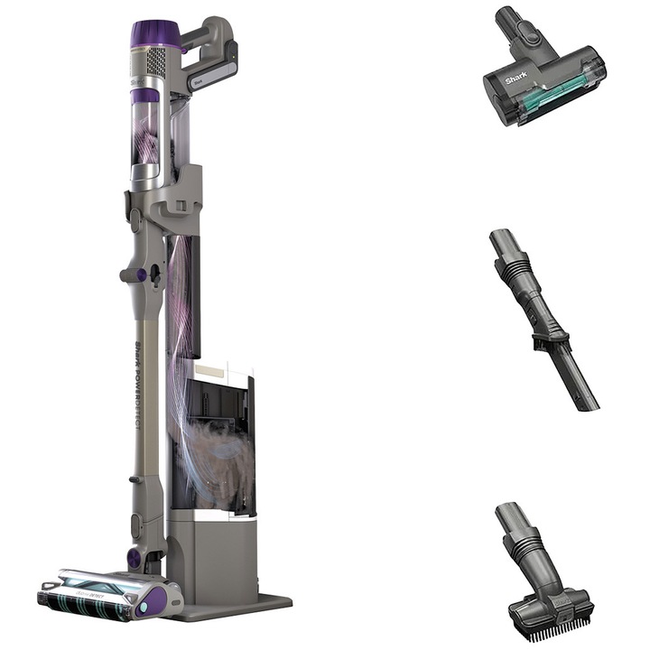 Безжична вертикална прахосмукачка Shark PowerDetect Clean & Emply IP3251EUT, 380 W, 70 мин, автоматично изпразване, сива