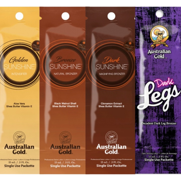 Set de produse de bronzare Australian Gold x4szt, cu extracte naturale, parfum Orange Dream, pentru o opaleniza uniforma si durabila