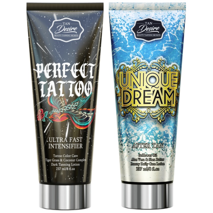 Ускорител за тен Tan Desire Perfect Tattoo + балсам за след слънце Unique Dream, 237 мл, унисекс, нормален