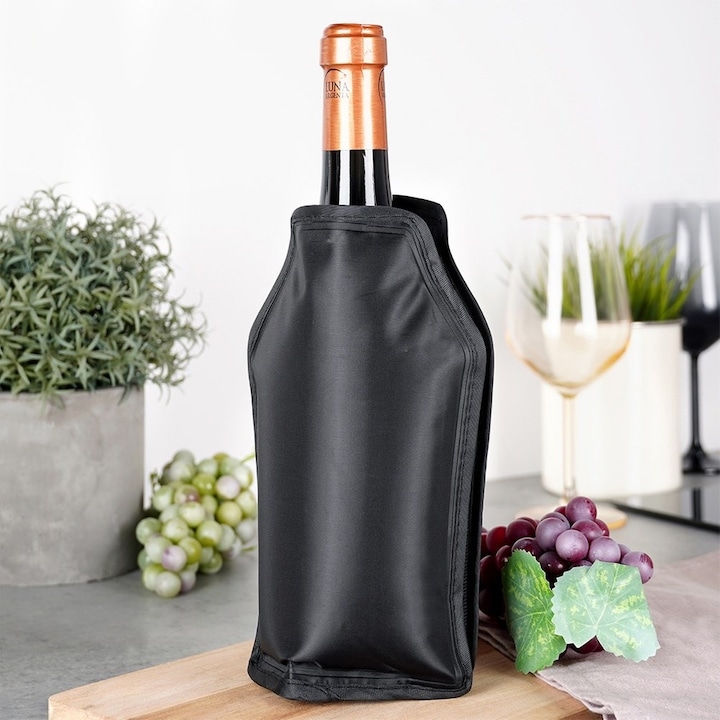 Husa sticla, Excellent Houseware, Textil, racoritor, 22cm, Negru