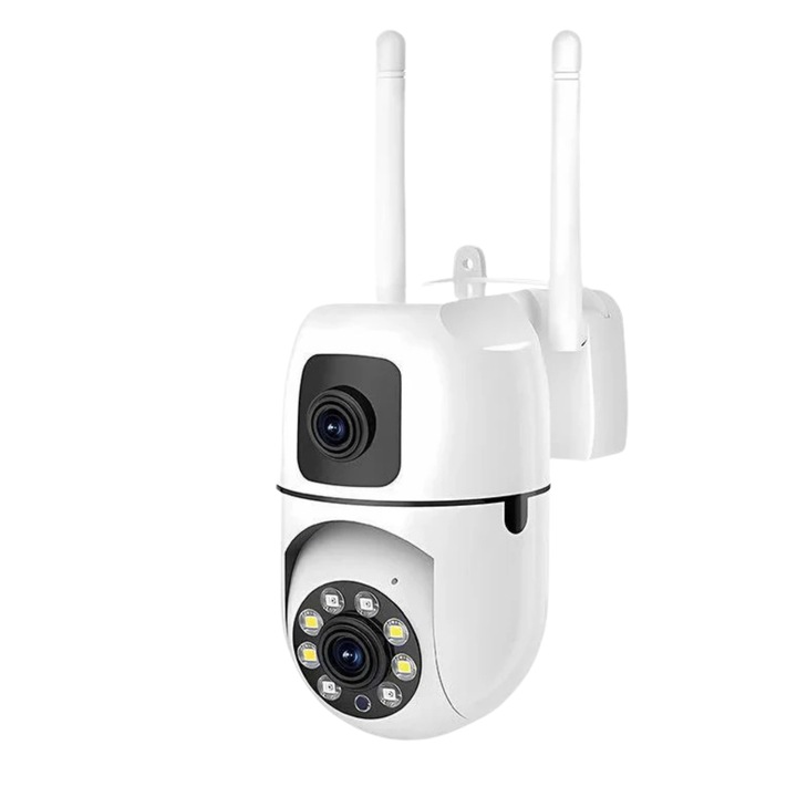 Camera Supraveghere Wireless Wifi, 4MP, Ecran Dublu, Detectie Miscare, Audio Bidirectional + Card SD Kingston 64 GB