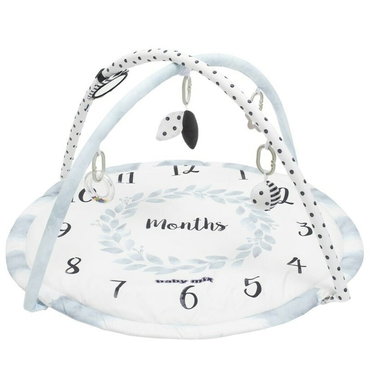 Образователна подложка, Baby Mix, За деца, Интерактивна, С висящи играчки, Развива въображението, Диаметър 89 см, Височина 58 см, 3 месеца+, Бяла