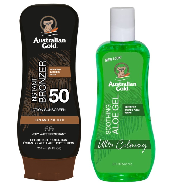 Balsam autobronzant Australian Gold SPF50, cu bronzer, 237 ml, pentru piele normala, unisex