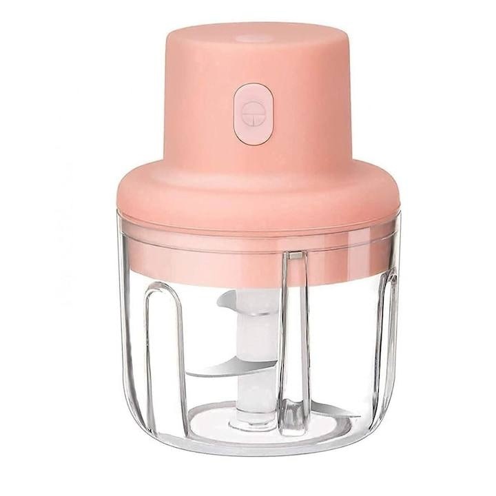 Преносим мини електрически чопър, USB зареждане, 250 мл, 45 W, розов