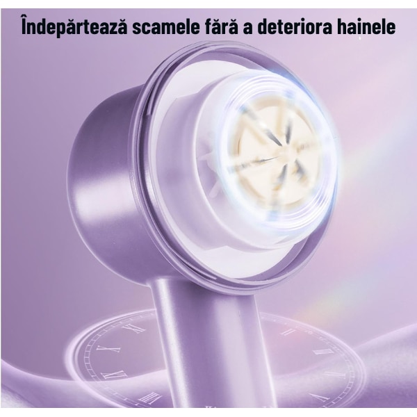 Aparat Electric de Curatat Scame, Afisaj Digital LED, 3 Nivele de Intensitate, 8500 Rotatii/Minut, 3 Nivele de Intensitate, 2 Lame din Otel Inoxidabil cu 6 Taisuri, Portabil, Reincarcabil USB, Potrivit pentru Haine, Mochete, Textile de Casa, MBA SHOP